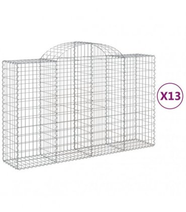 vidaXL Arched Gabion Baskets 13 pcs 200x50x120/140 cm Galvanised Iron