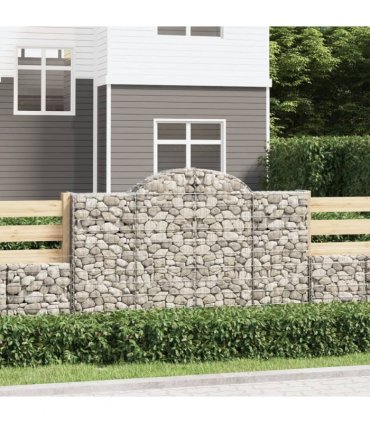 vidaXL Arched Gabion Baskets 14 pcs 200x50x120/140 cm Galvanised Iron