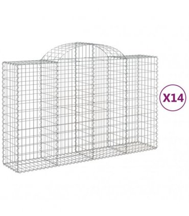 vidaXL Arched Gabion Baskets 14 pcs 200x50x120/140 cm Galvanised Iron