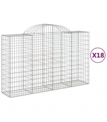 vidaXL Arched Gabion Baskets 18 pcs 200x50x120/140 cm Galvanised Iron