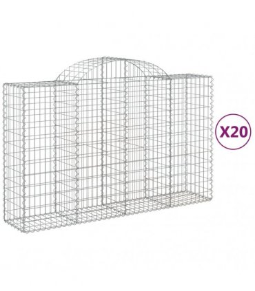 vidaXL Arched Gabion Baskets 20 pcs 200x50x120/140 cm Galvanised Iron
