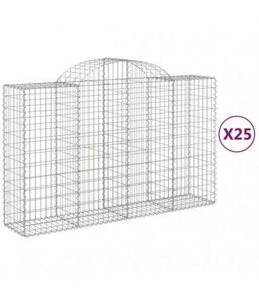 vidaXL Arched Gabion Baskets 25 pcs 200x50x120/140 cm Galvanised Iron