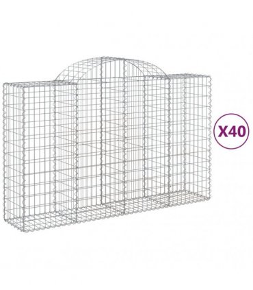 vidaXL Arched Gabion Baskets 40 pcs 200x50x120/140 cm Galvanised Iron