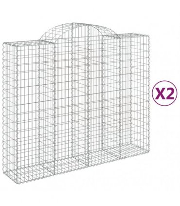 vidaXL Arched Gabion Baskets 2 pcs 200x50x160/180 cm Galvanised Iron
