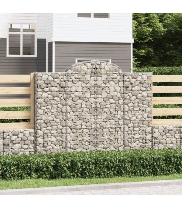 vidaXL Arched Gabion Baskets 3 pcs 200x50x160/180 cm Galvanised Iron