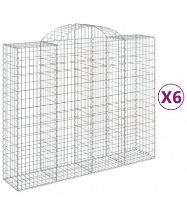 vidaXL Arched Gabion Baskets 6 pcs 200x50x160/180 cm Galvanised Iron