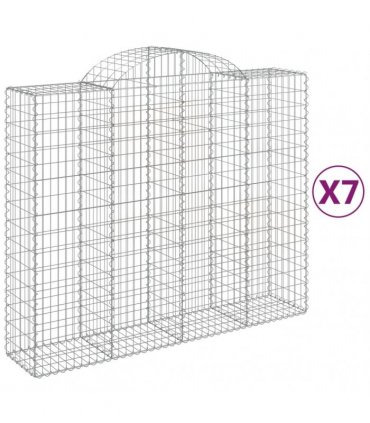 vidaXL Arched Gabion Baskets 7 pcs 200x50x160/180 cm Galvanised Iron
