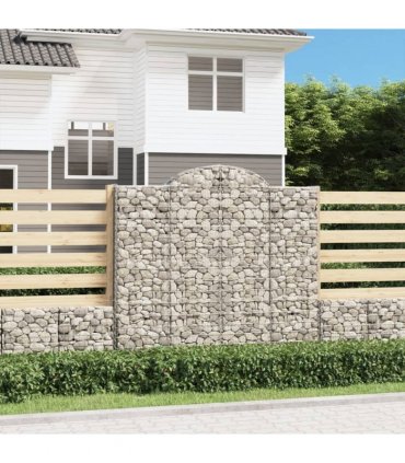 vidaXL Arched Gabion Baskets 2 pcs 200x50x180/200 cm Galvanised Iron