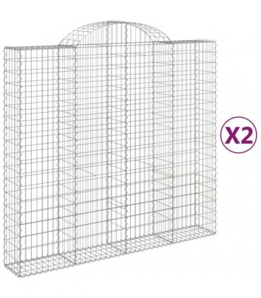 vidaXL Arched Gabion Baskets 2 pcs 200x50x180/200 cm Galvanised Iron