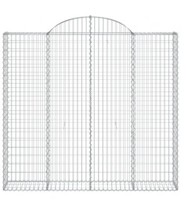 vidaXL Arched Gabion Baskets 2 pcs 200x50x180/200 cm Galvanised Iron