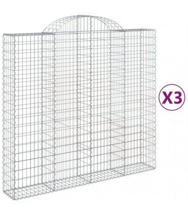 vidaXL Arched Gabion Baskets 3 pcs 200x50x180/200 cm Galvanised Iron