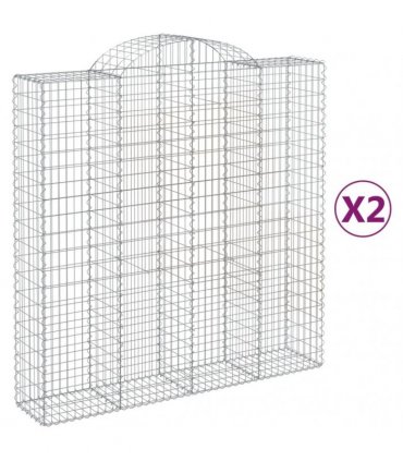 vidaXL Arched Gabion Baskets 2 pcs 200x50x200/220 cm Galvanised Iron