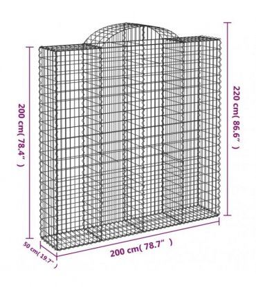 vidaXL Arched Gabion Baskets 2 pcs 200x50x200/220 cm Galvanised Iron