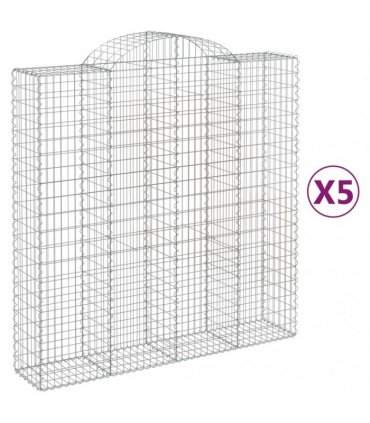 vidaXL Arched Gabion Baskets 5 pcs 200x50x200/220 cm Galvanised Iron