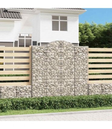 vidaXL Arched Gabion Baskets 7 pcs 200x50x200/220 cm Galvanised Iron