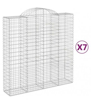 vidaXL Arched Gabion Baskets 7 pcs 200x50x200/220 cm Galvanised Iron
