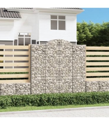 vidaXL Arched Gabion Baskets 8 pcs 200x50x200/220 cm Galvanised Iron