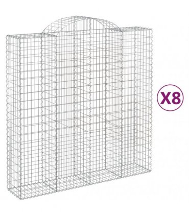 vidaXL Arched Gabion Baskets 8 pcs 200x50x200/220 cm Galvanised Iron