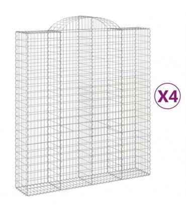 vidaXL Arched Gabion Baskets 4 pcs 200x50x220/240 cm Galvanised Iron