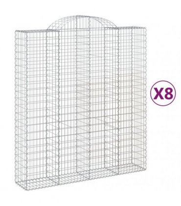 vidaXL Arched Gabion Baskets 8 pcs 200x50x220/240 cm Galvanised Iron