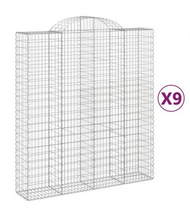 vidaXL Arched Gabion Baskets 9 pcs 200x50x220/240 cm Galvanised Iron