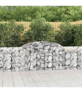 vidaXL Arched Gabion Baskets 7 pcs 300x30x80/100 cm Galvanised Iron