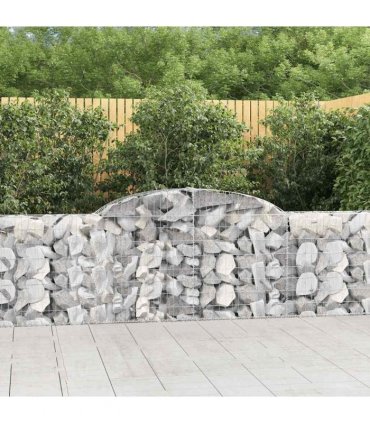 vidaXL Arched Gabion Baskets 7 pcs 300x30x80/100 cm Galvanised Iron