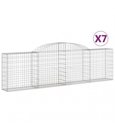 vidaXL Arched Gabion Baskets 7 pcs 300x30x80/100 cm Galvanised Iron