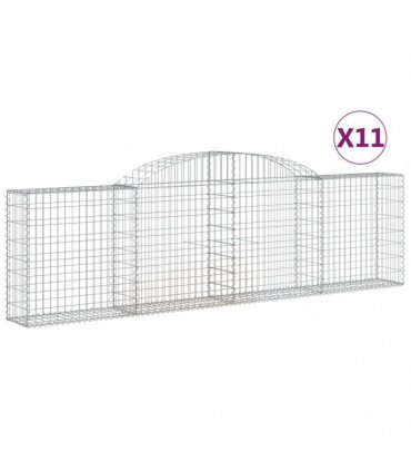 vidaXL Arched Gabion Baskets 11 pcs 300x30x80/100 cm Galvanised Iron