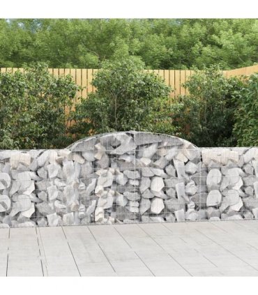 vidaXL Arched Gabion Baskets 15 pcs 300x30x80/100 cm Galvanised Iron