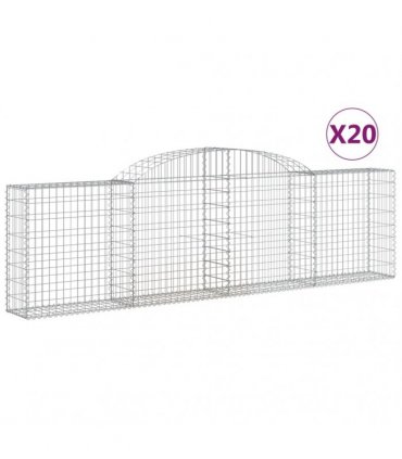 vidaXL Arched Gabion Baskets 20 pcs 300x30x80/100 cm Galvanised Iron