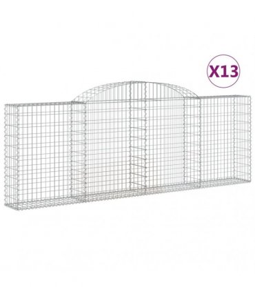 vidaXL Arched Gabion Baskets 13 pcs 300x30x100/120 cm Galvanised Iron