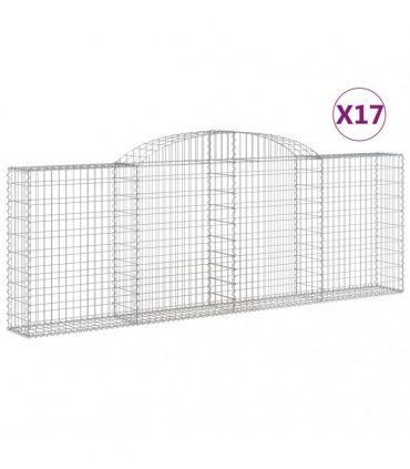 vidaXL Arched Gabion Baskets 17 pcs 300x30x100/120 cm Galvanised Iron