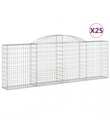 vidaXL Arched Gabion Baskets 25 pcs 300x30x100/120 cm Galvanised Iron