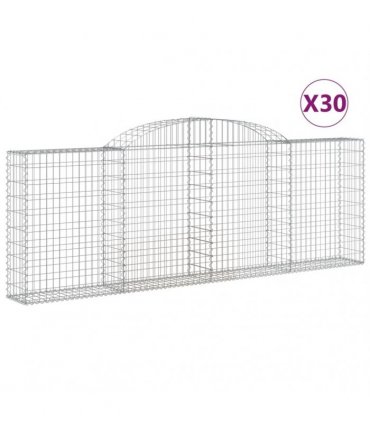 vidaXL Arched Gabion Baskets 30 pcs 300x30x100/120 cm Galvanised Iron