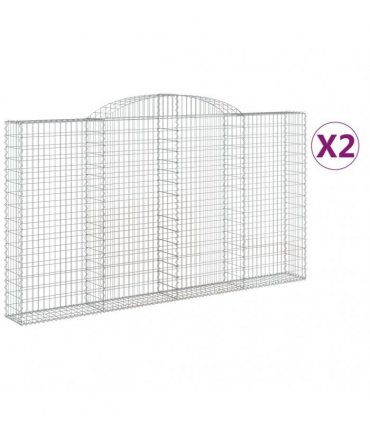 vidaXL Arched Gabion Baskets 2 pcs 300x30x160/180 cm Galvanised Iron