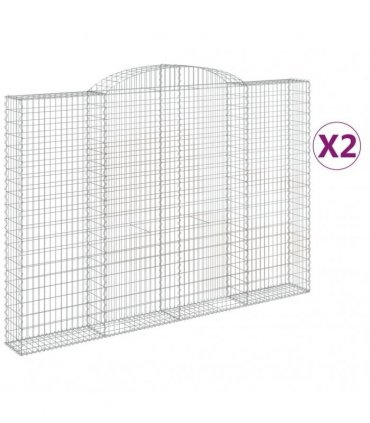 vidaXL Arched Gabion Baskets 2 pcs 300x30x200/220 cm Galvanised Iron