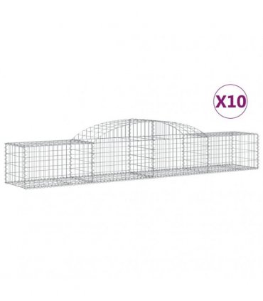 vidaXL Arched Gabion Baskets 10 pcs 300x50x40/60 cm Galvanised Iron
