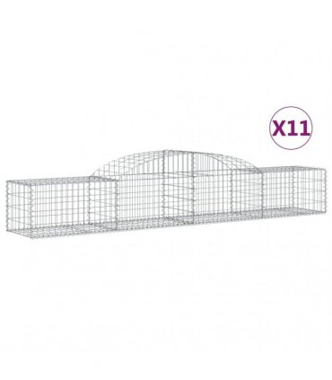 vidaXL Arched Gabion Baskets 11 pcs 300x50x40/60 cm Galvanised Iron