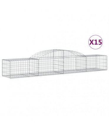 vidaXL Arched Gabion Baskets 15 pcs 300x50x40/60 cm Galvanised Iron