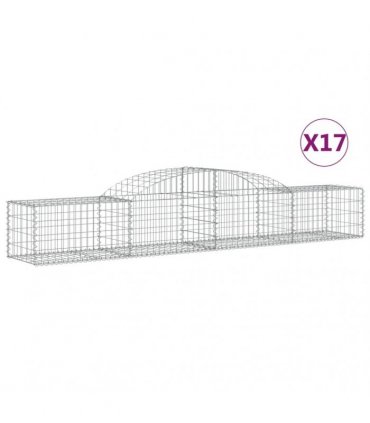vidaXL Arched Gabion Baskets 17 pcs 300x50x40/60 cm Galvanised Iron