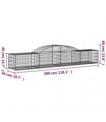 vidaXL Arched Gabion Baskets 17 pcs 300x50x40/60 cm Galvanised Iron