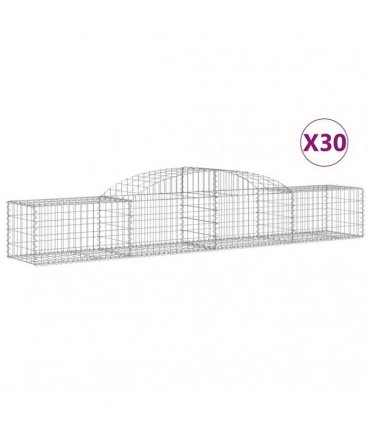 vidaXL Arched Gabion Baskets 30 pcs 300x50x40/60 cm Galvanised Iron