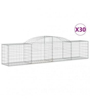 vidaXL Arched Gabion Baskets 30 pcs 300x50x60/80 cm Galvanised Iron
