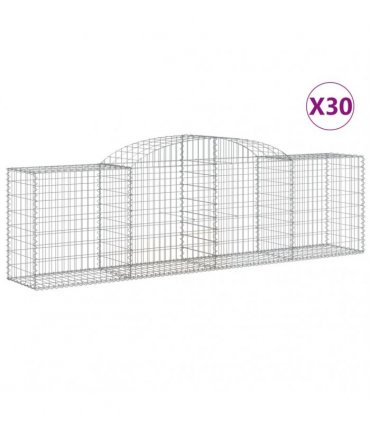 vidaXL Arched Gabion Baskets 30 pcs 300x50x80/100 cm Galvanised Iron