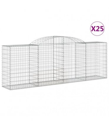 vidaXL Arched Gabion Baskets 25 pcs 300x50x100/120 cm Galvanised Iron