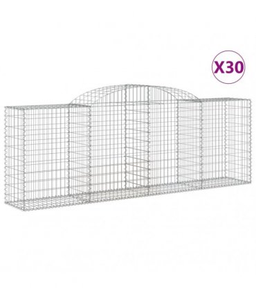 vidaXL Arched Gabion Baskets 30 pcs 300x50x100/120 cm Galvanised Iron