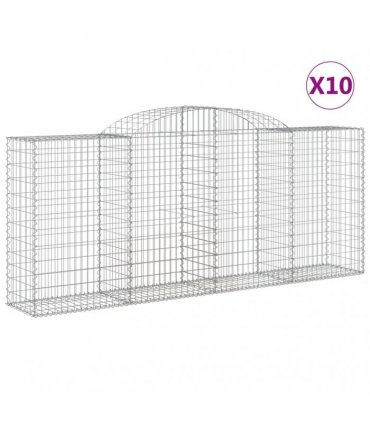 vidaXL Arched Gabion Baskets 10 pcs 300x50x120/140 cm Galvanised Iron