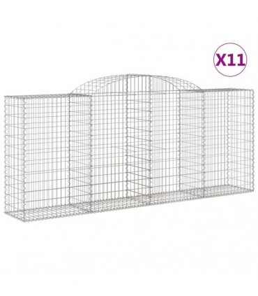 vidaXL Arched Gabion Baskets 11 pcs 300x50x120/140 cm Galvanised Iron