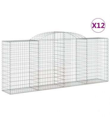 vidaXL Arched Gabion Baskets 12 pcs 300x50x120/140 cm Galvanised Iron